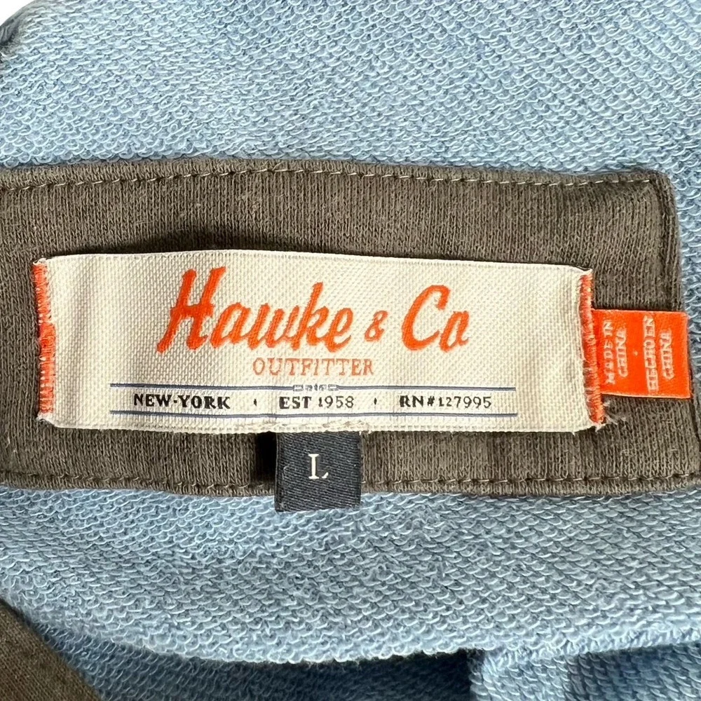 Hawke & Co Outfitter Mens Blue Henley Hoodie Long Sleeve Shirt HSW2871 L